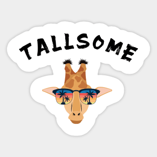 Tallsome with Cartoon Giraffe and Retro sunset sunglasses Sticker